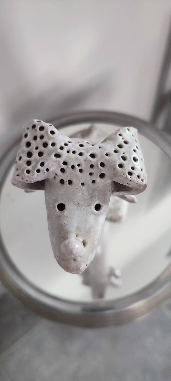 Antique zoomorphic sculpture in glazed terracotta