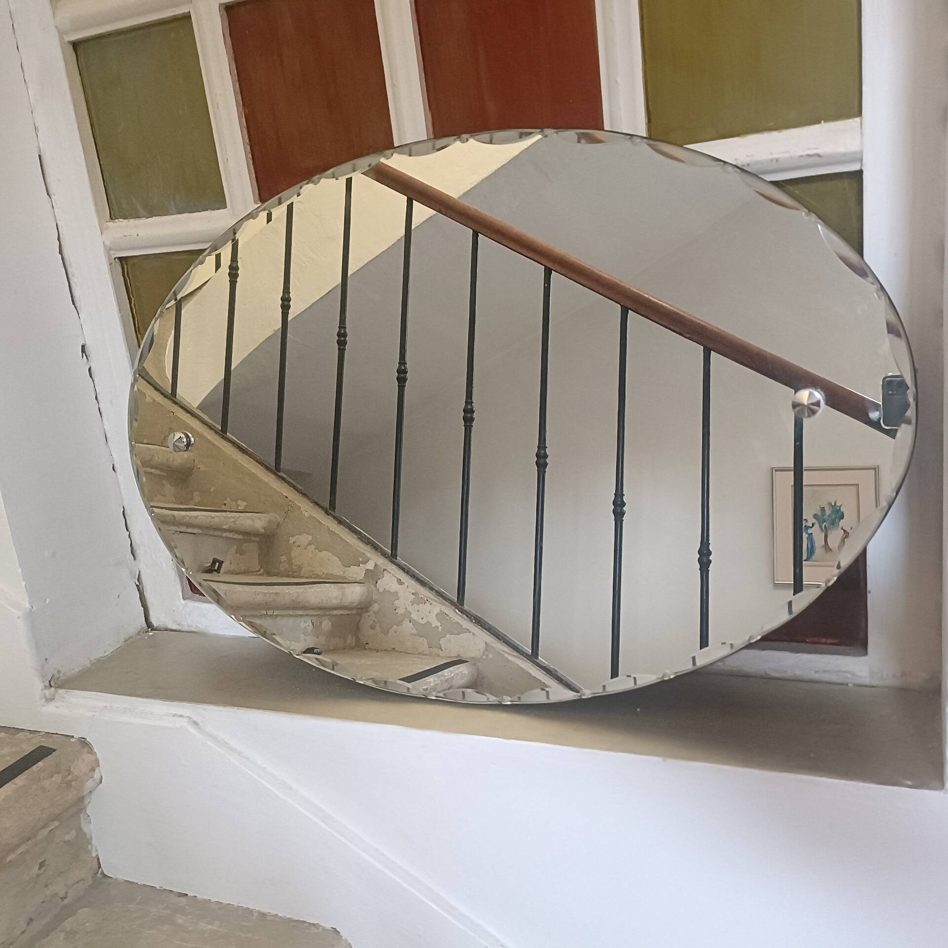 Miroir ovale biseauté Art Déco