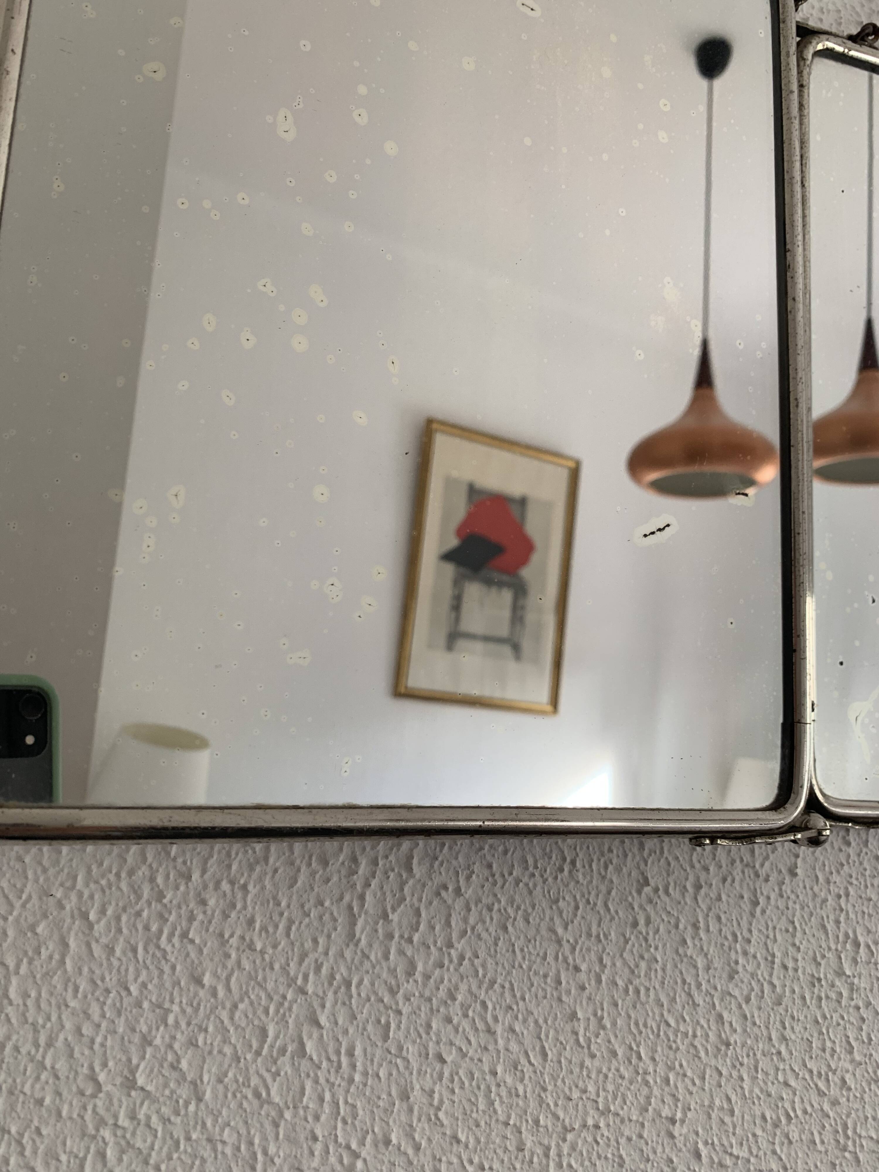 Vintage 1900 barber's triptych mirror Le Solide Paris Art Nouveau - 30 x 77