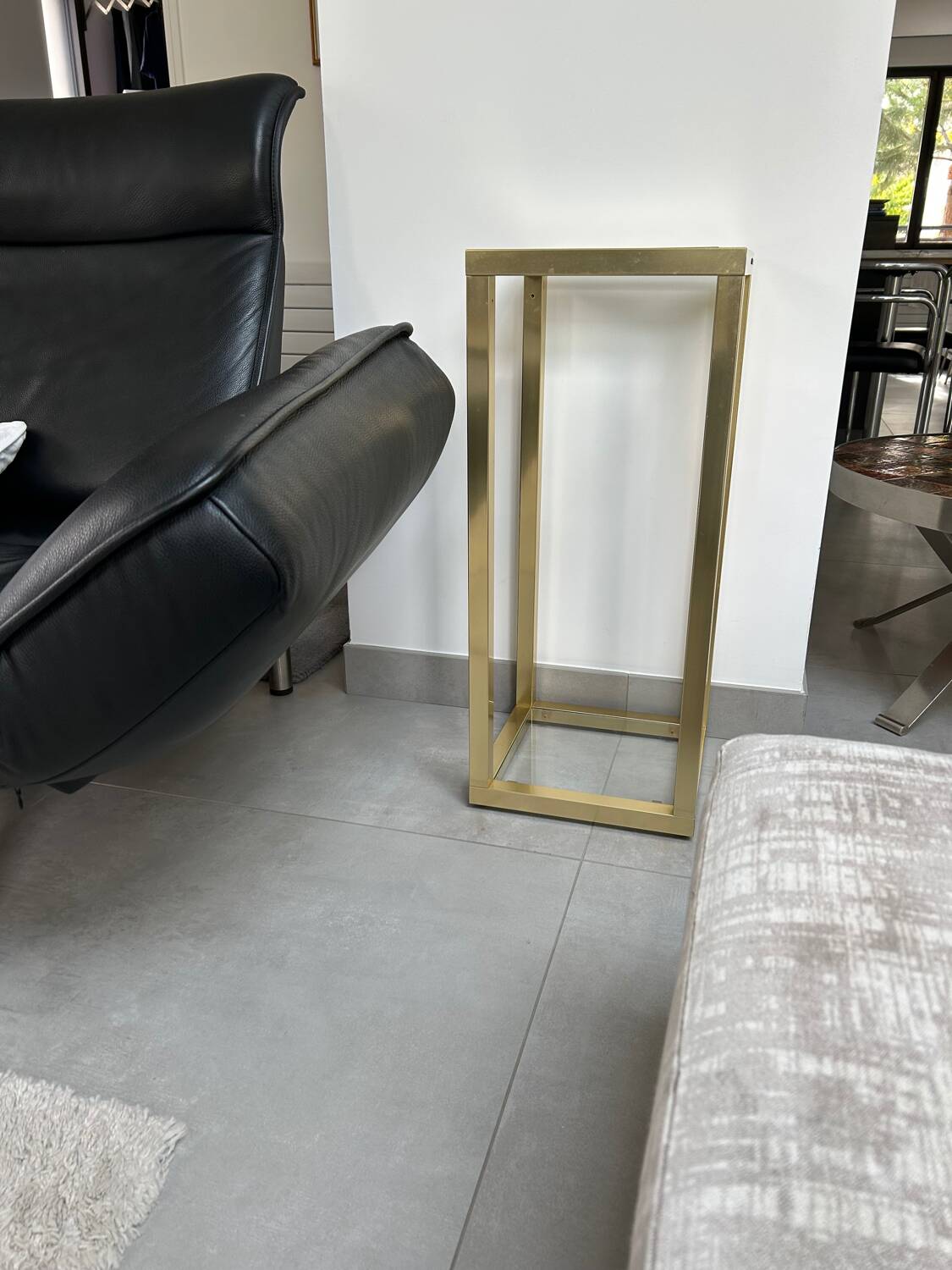 Console laiton et verre 1970 signée Pierre Vandel Paris