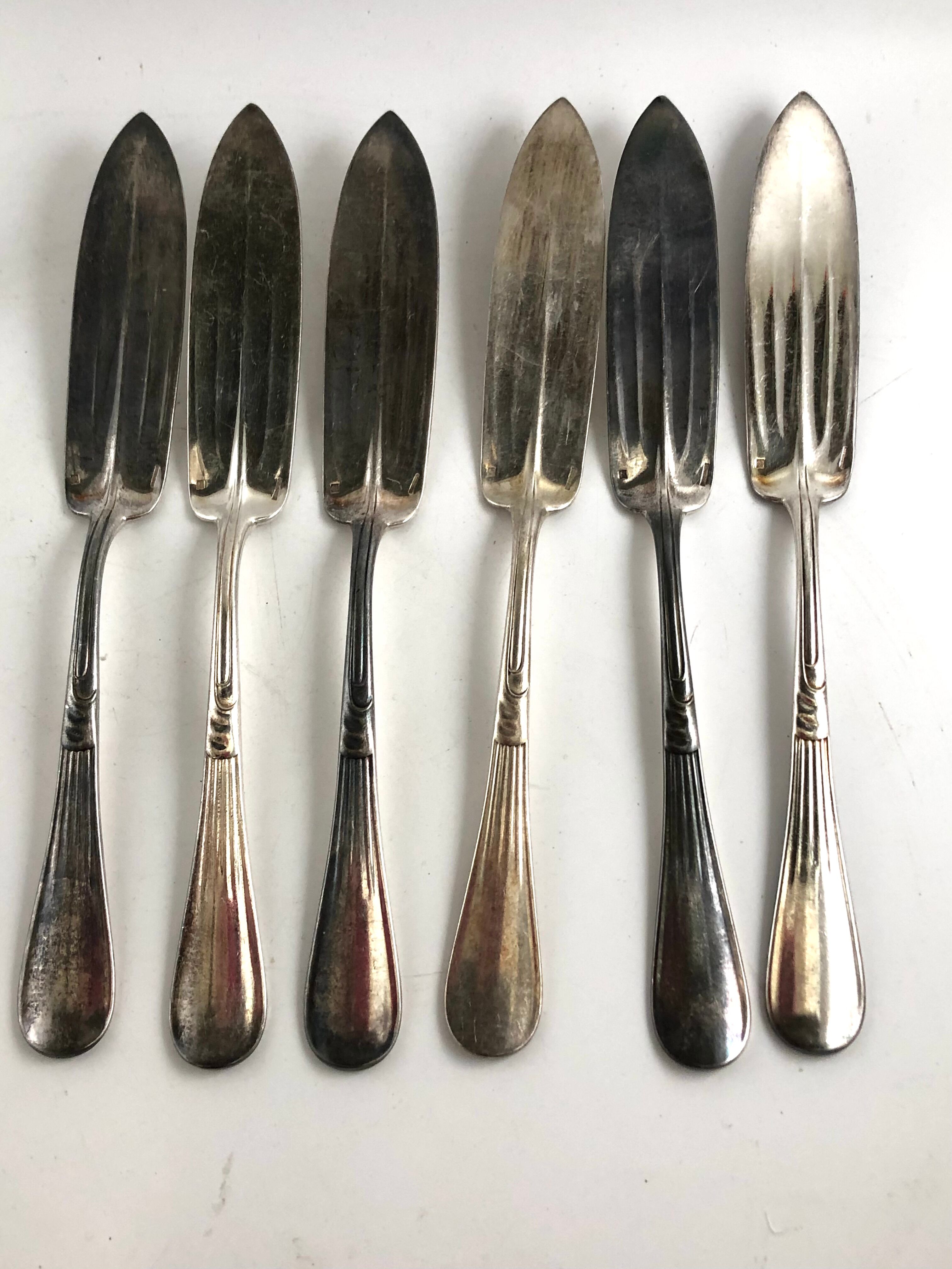 Christofle covered fish 6 forks 6 silver metal knives
