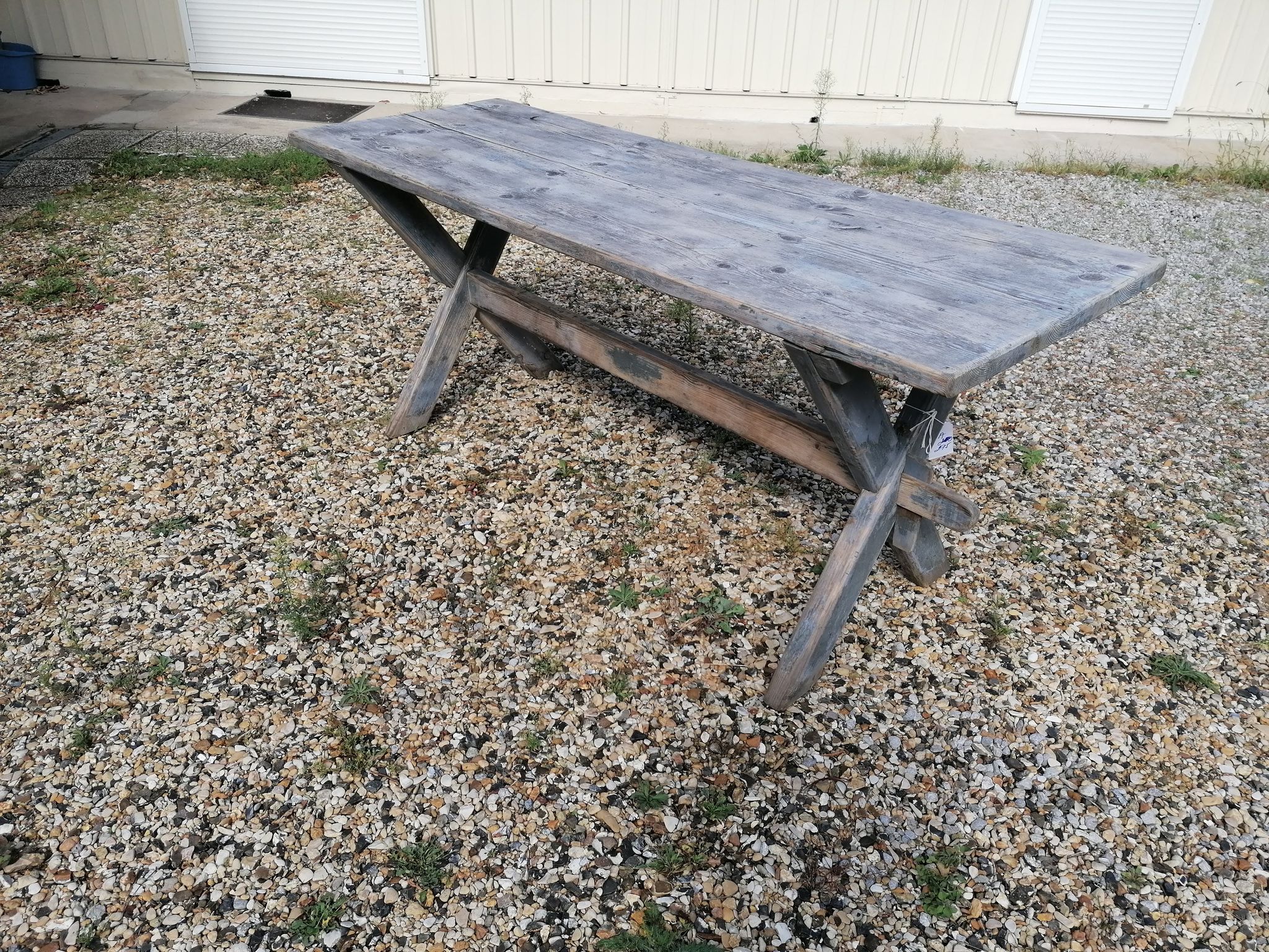 Table ferme  vintage en bois 2m, pieds en x