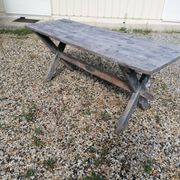 Table ferme  vintage en bois 2m, pieds en x