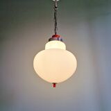 Space Age pendant light in white opaline, Massive, 1970