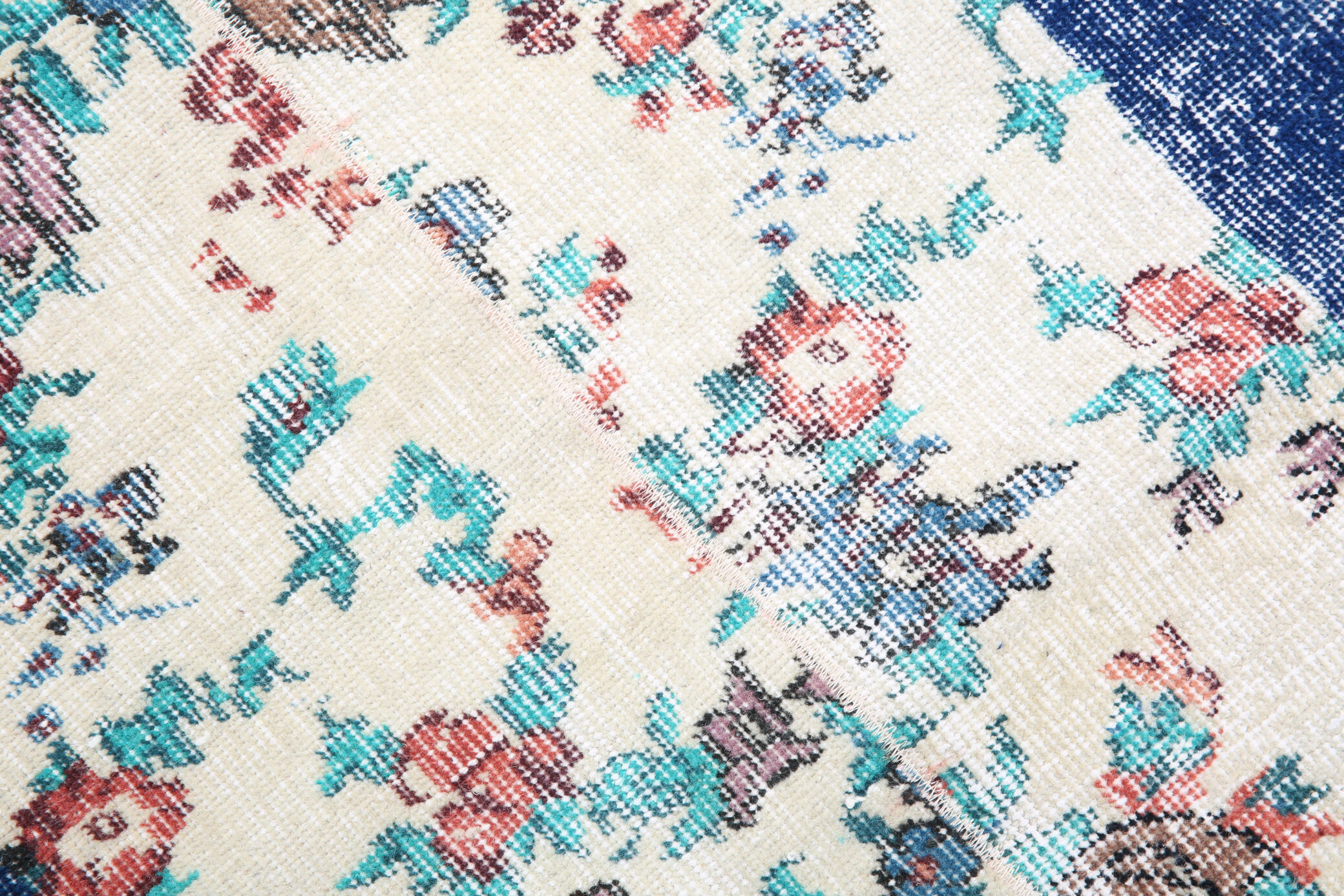 Blue floral vintage runner rug 275x74cm