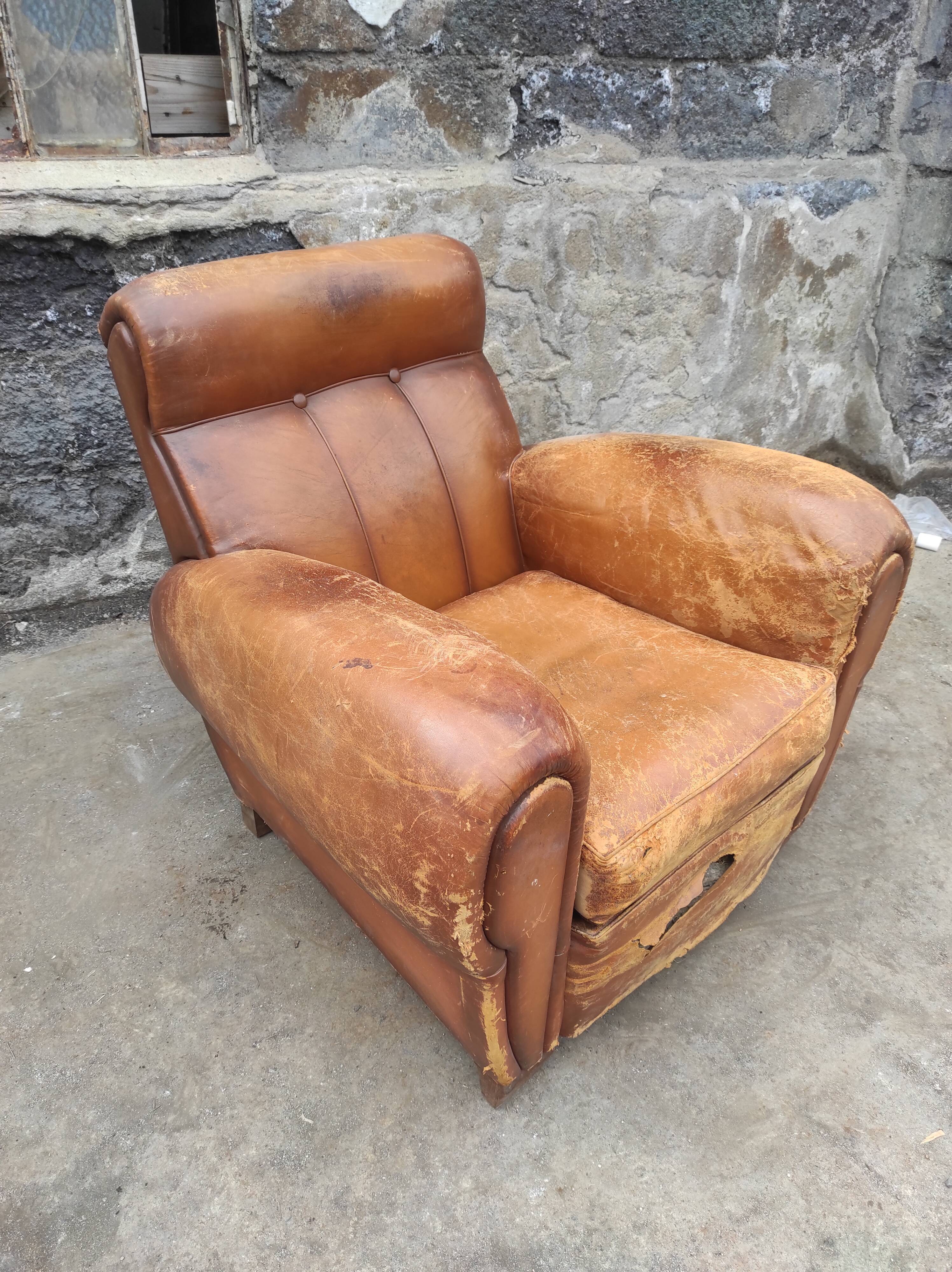 Red leather club chair