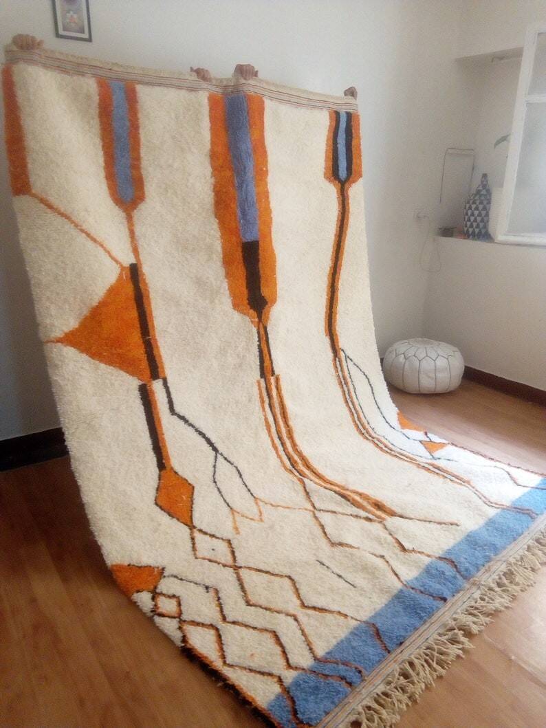 Handwoven Moroccan rug - Beni Ouarain style - orange pattern - wool - 280 x 190 cm