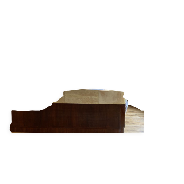 Lit à chevets intégrés en palissandre et parchemin, époque art déco, xxe siècle