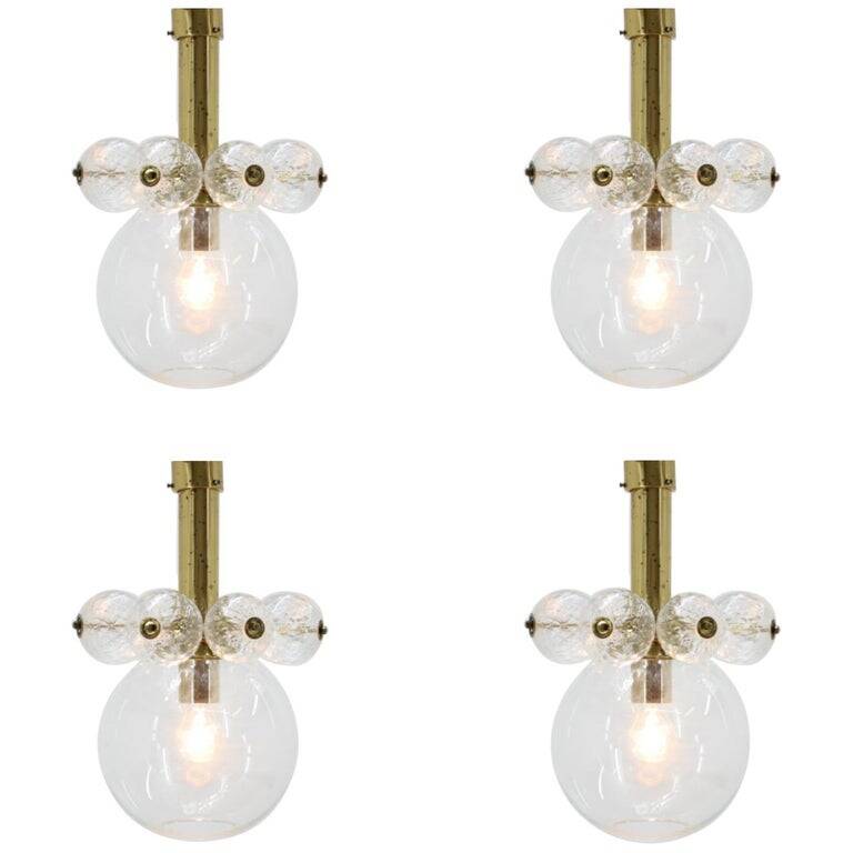 Set of four Midcentury Chandeliers Kamenicky Senov, 1970s