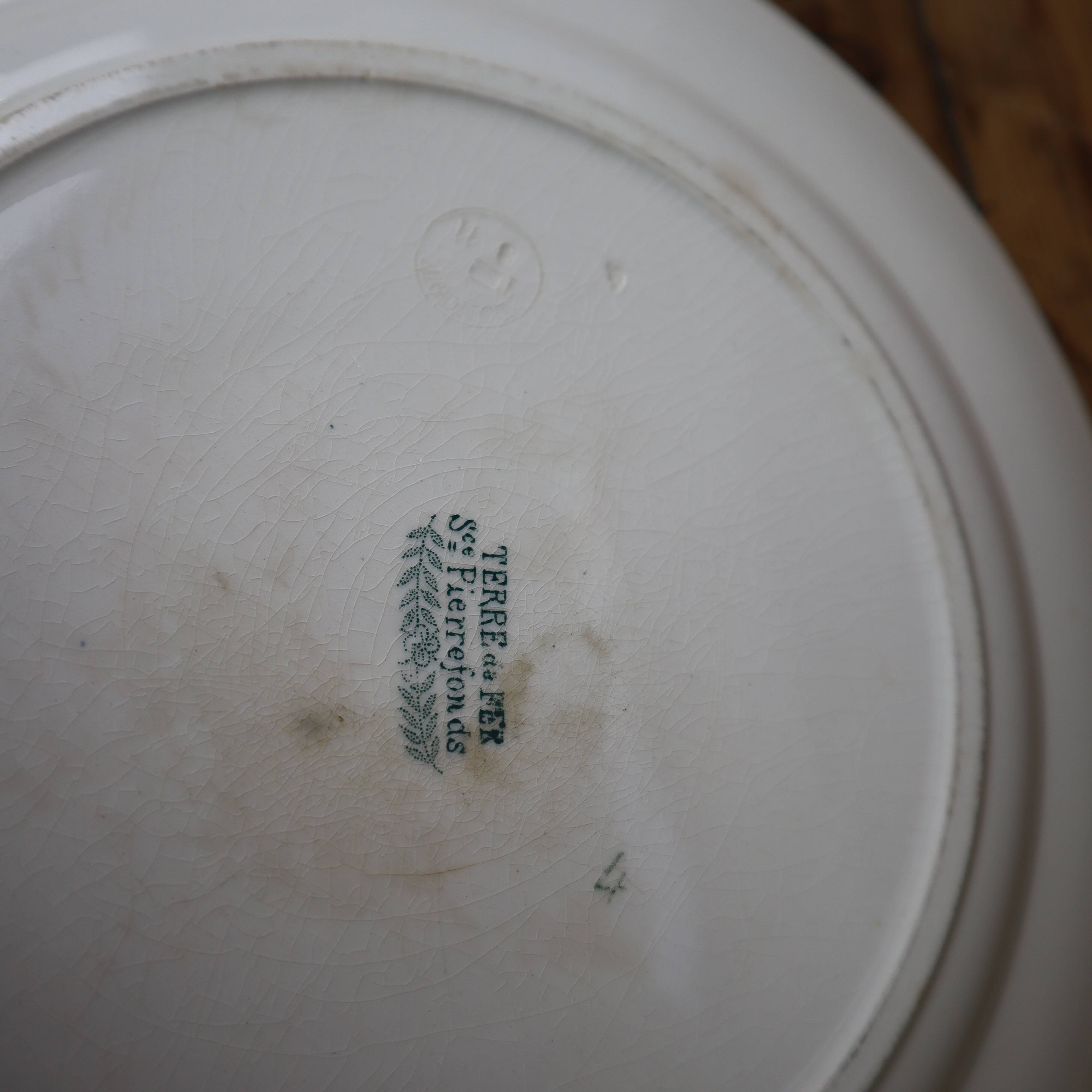 Old round dish in Terre de Fer, Pierrefonds model