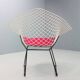 Chaise Diamond de Harry Bertoia en métal blanc et noir et assise neuve années 1960