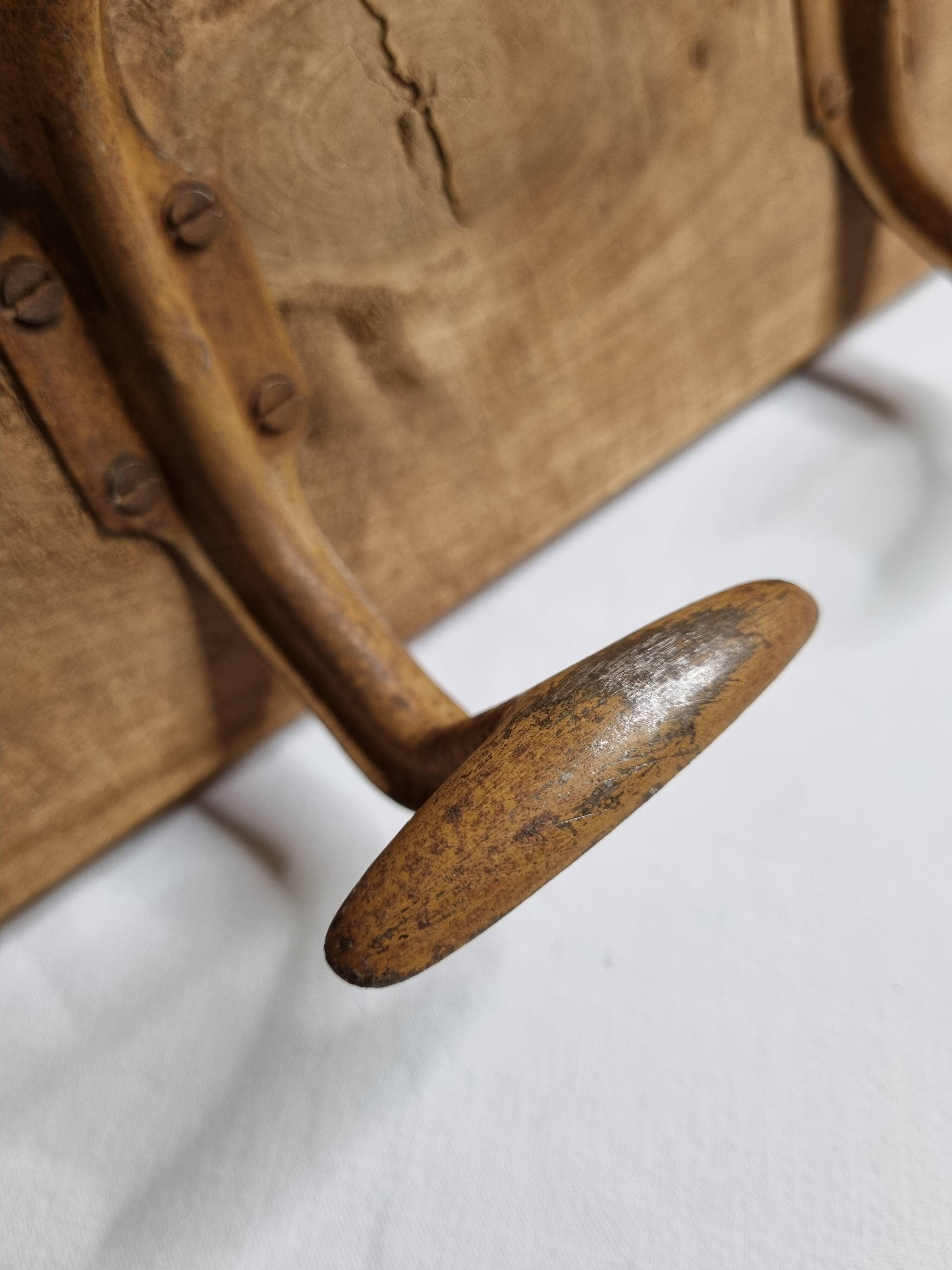 School wall coat rack, old, 5 hooks, 81 cm