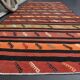 Vintage Turkish Oushak Handmade Wool Cotton Orange Runner Rug 132x332