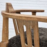 1950s, Danish design, reupholstered armchair, New Zealand sheepskin, oak wood.