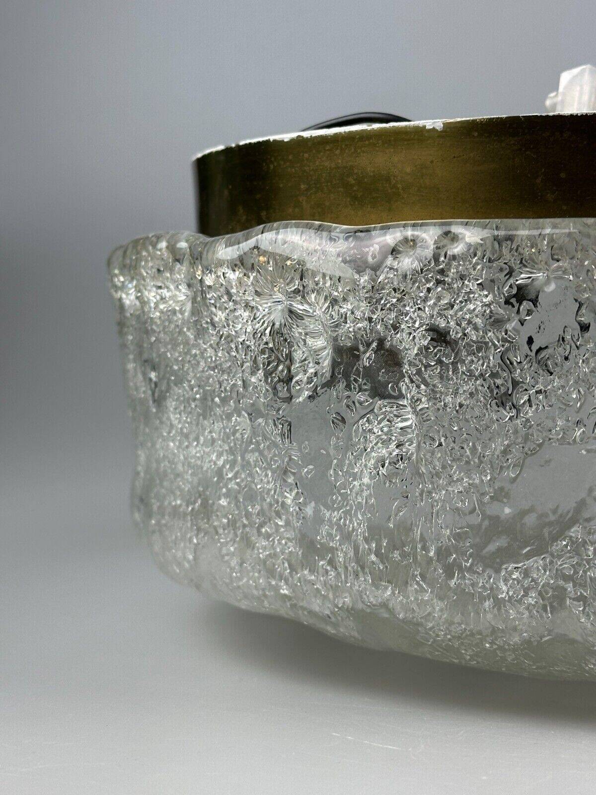 60s 70s ceiling lamp Plafoniere Flush Mount Ice Glass Hillebrand Germany