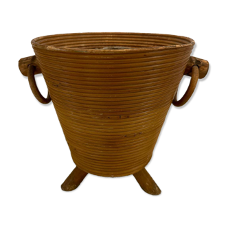 Vintage rattan plant pot