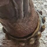 Louis-Philippe armchair in mahogany and burgundy velvet, floral decoration.