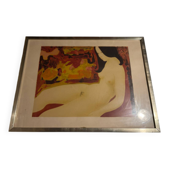 Lithograph Nude Woman Signed Alain Bonnefoit