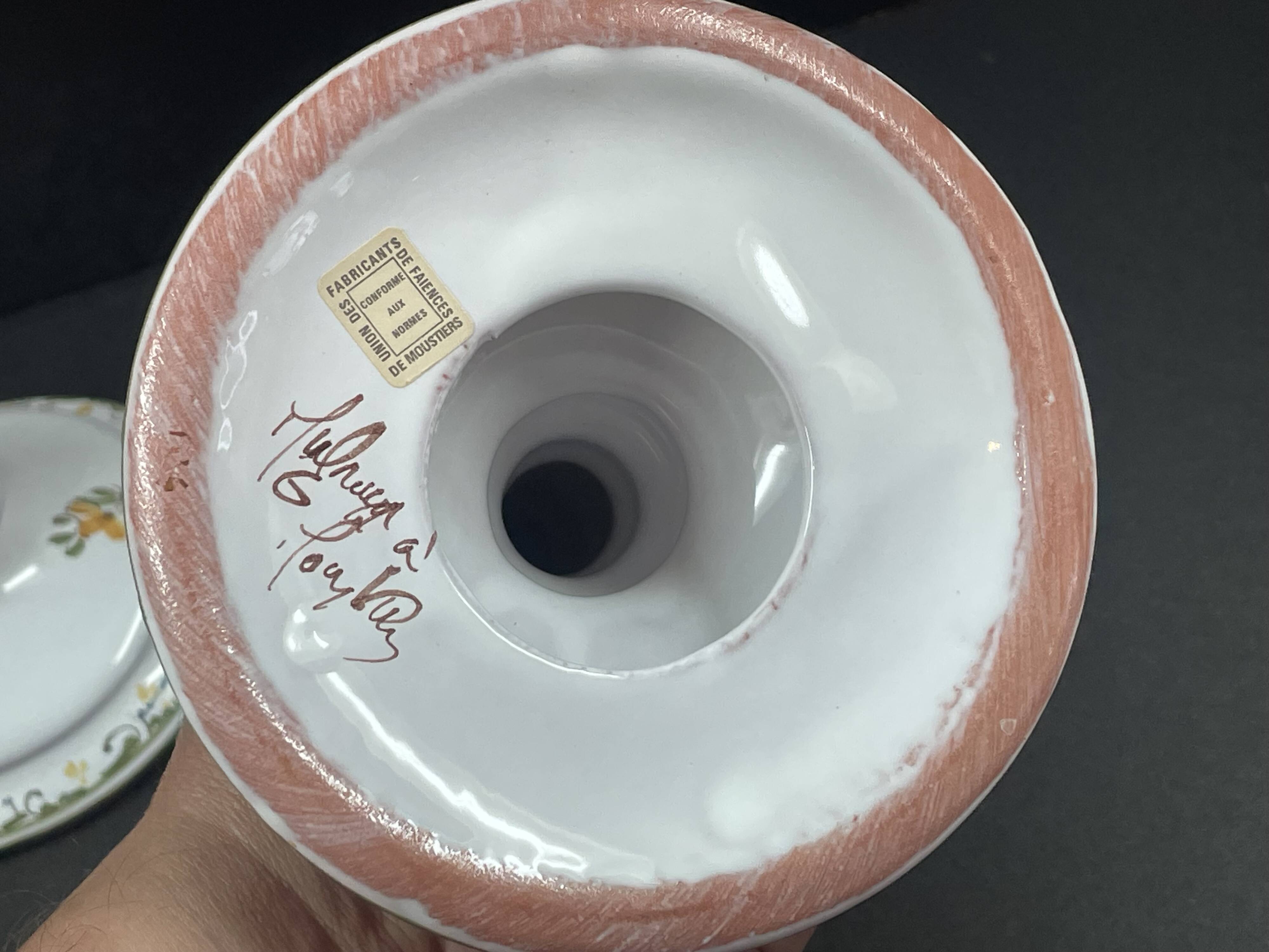 Pair of candlesticks Moustiers 21 cm