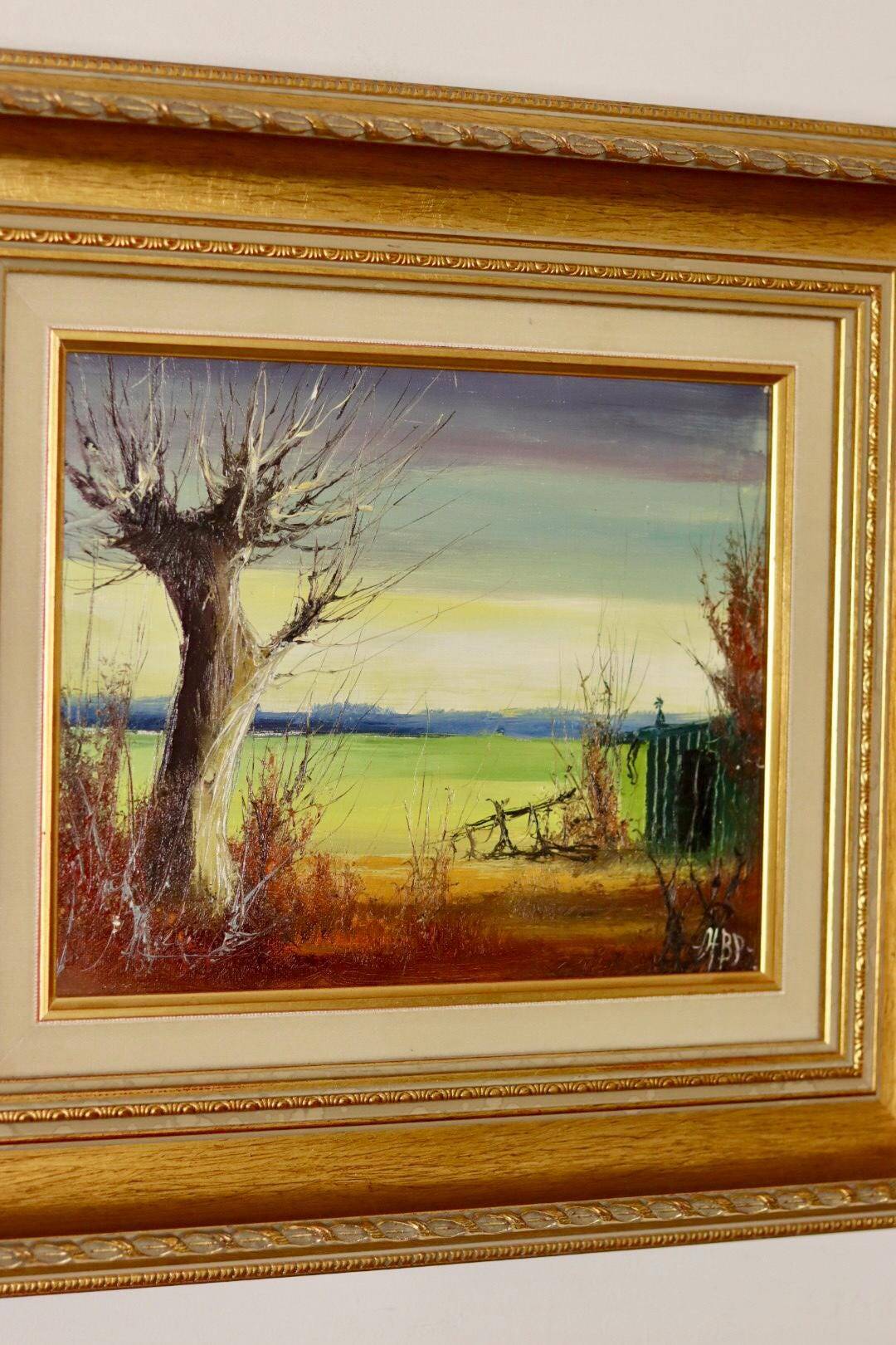 Original Swedish Mid-Century Oil on Panel" Nature" by Harry Petersen - Vintage and Framed
