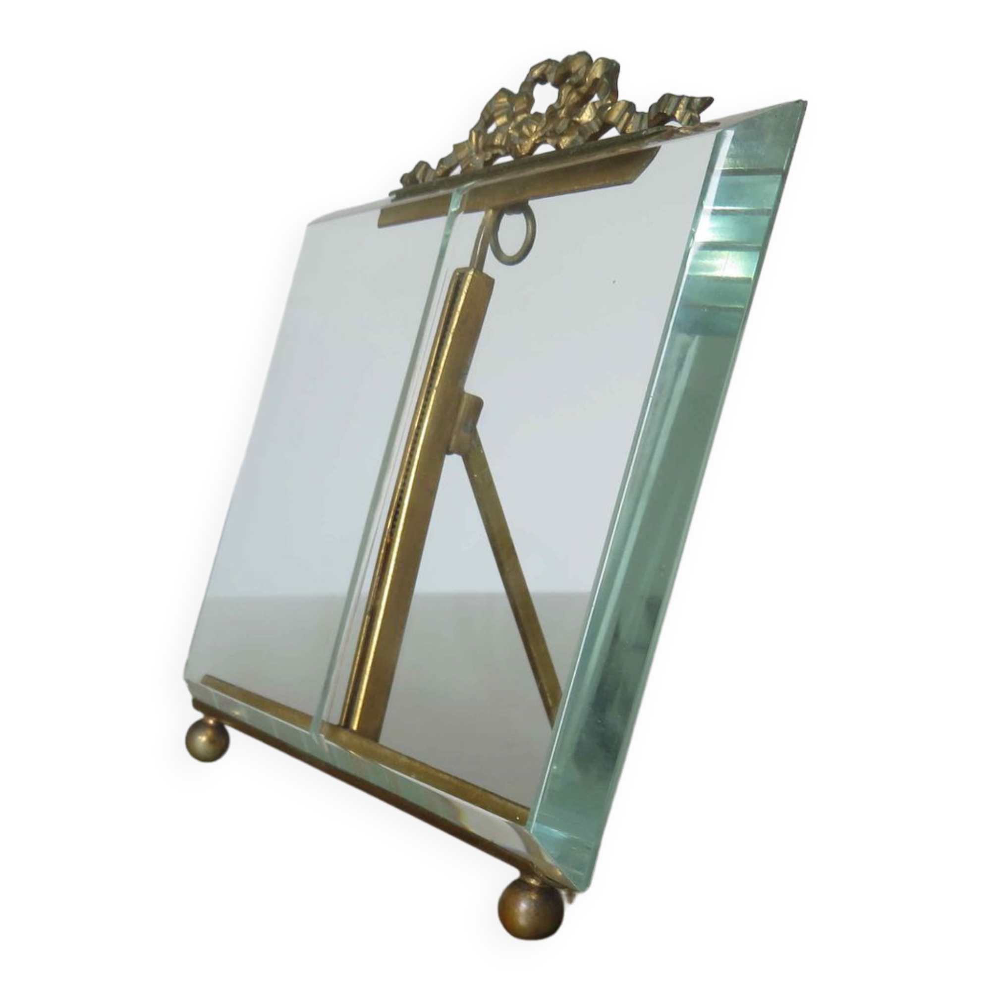 Napoleon III photo frame in brass and beveled glass