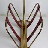 Brass and leather magazine holders, France, 50s