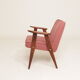 Lounge Chair Retro Style Indian Pink Wool Upholstery Refurbished