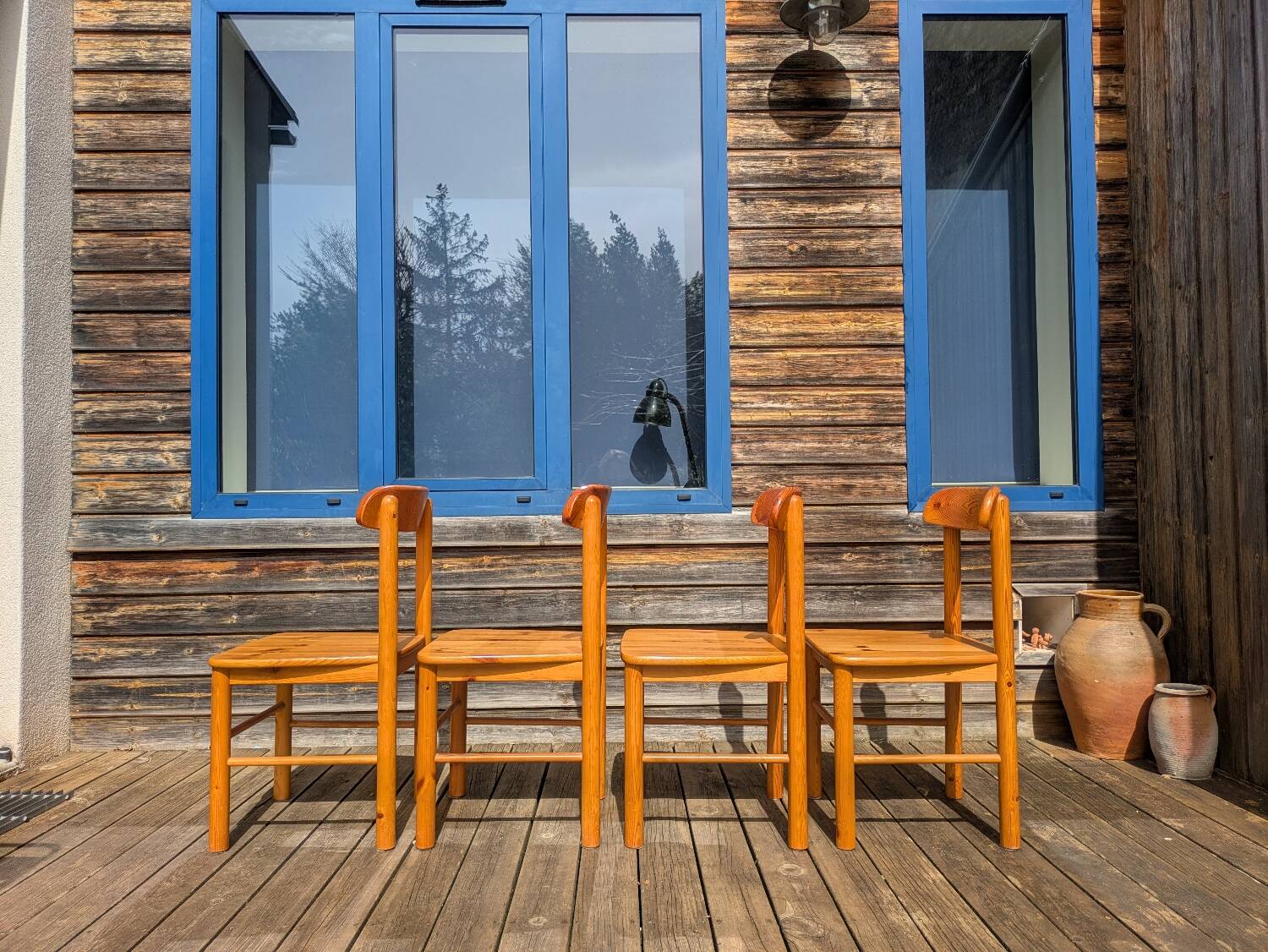 4 solid pine chairs by Rainer Daumiller - 1970s