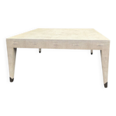 Table basse carrée style galuchat gris taupe