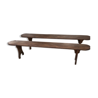 2 oak benches