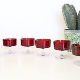 Set of 6 ruby red luminarc rider glasses