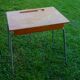 Folding school desk, wood and metal, vintage 50s