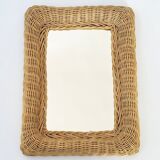 Miroir rotin vintage 1960