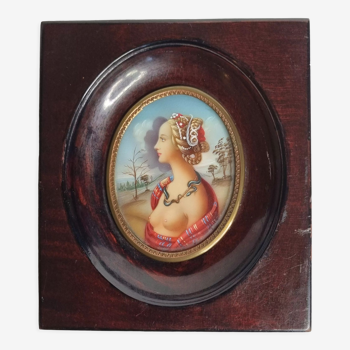 Miniature of the nineteenth century, portrait of Simonetta Vespucci after Piero di Cosimo