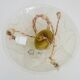Ancien lustre, suspension vasque Art Déco 1 Feu, en pâte de verre, décor oiseaux. Années 30