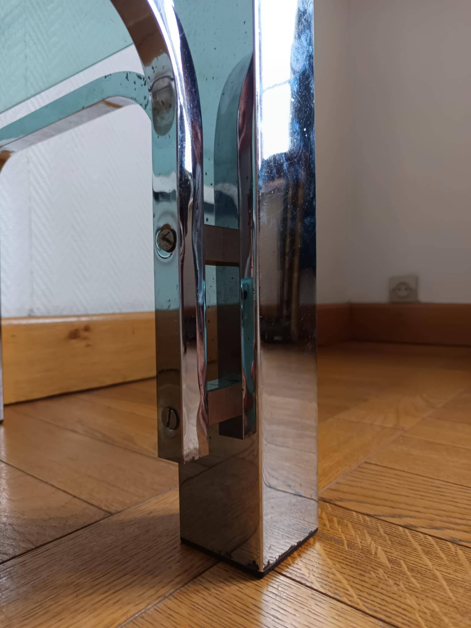 1970s chrome metal designer coffee table