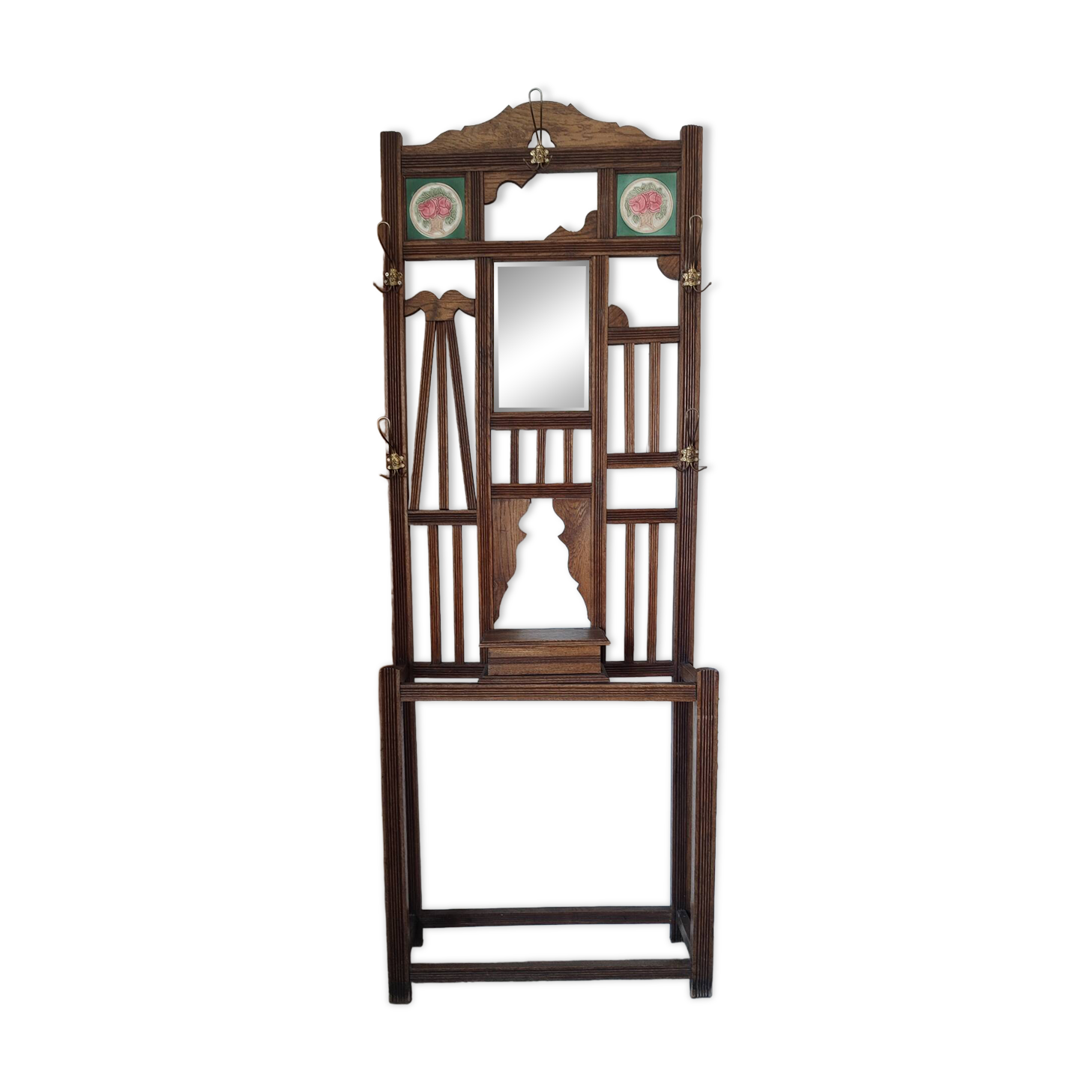 Oak coat rack Art Deco