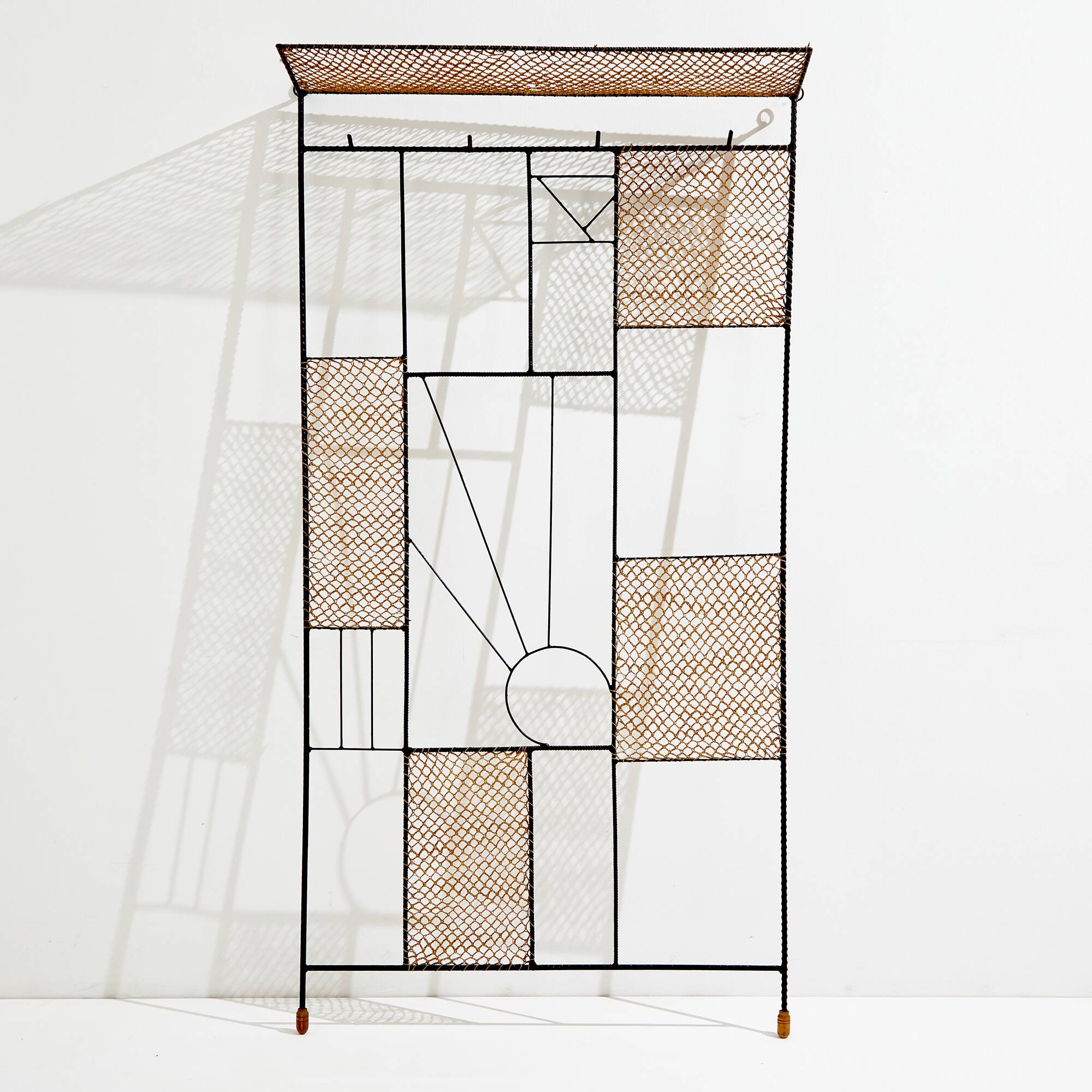 Rattan and metal coat rack