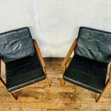 Pair of Thonet Boomerang armchairs designed by Antonin Suman