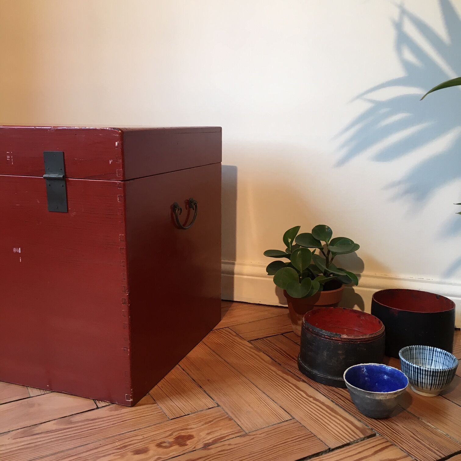 Old wooden storage chest of Chinese origin