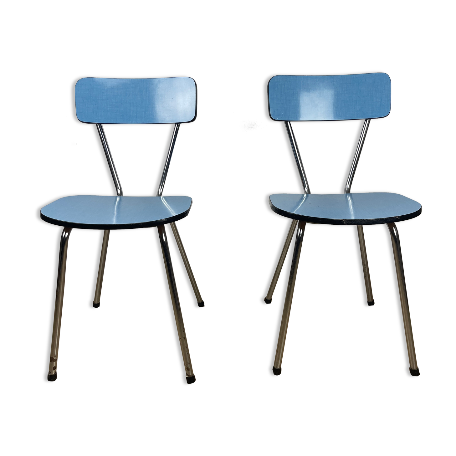 Duo de chaises en formica bleu ciel