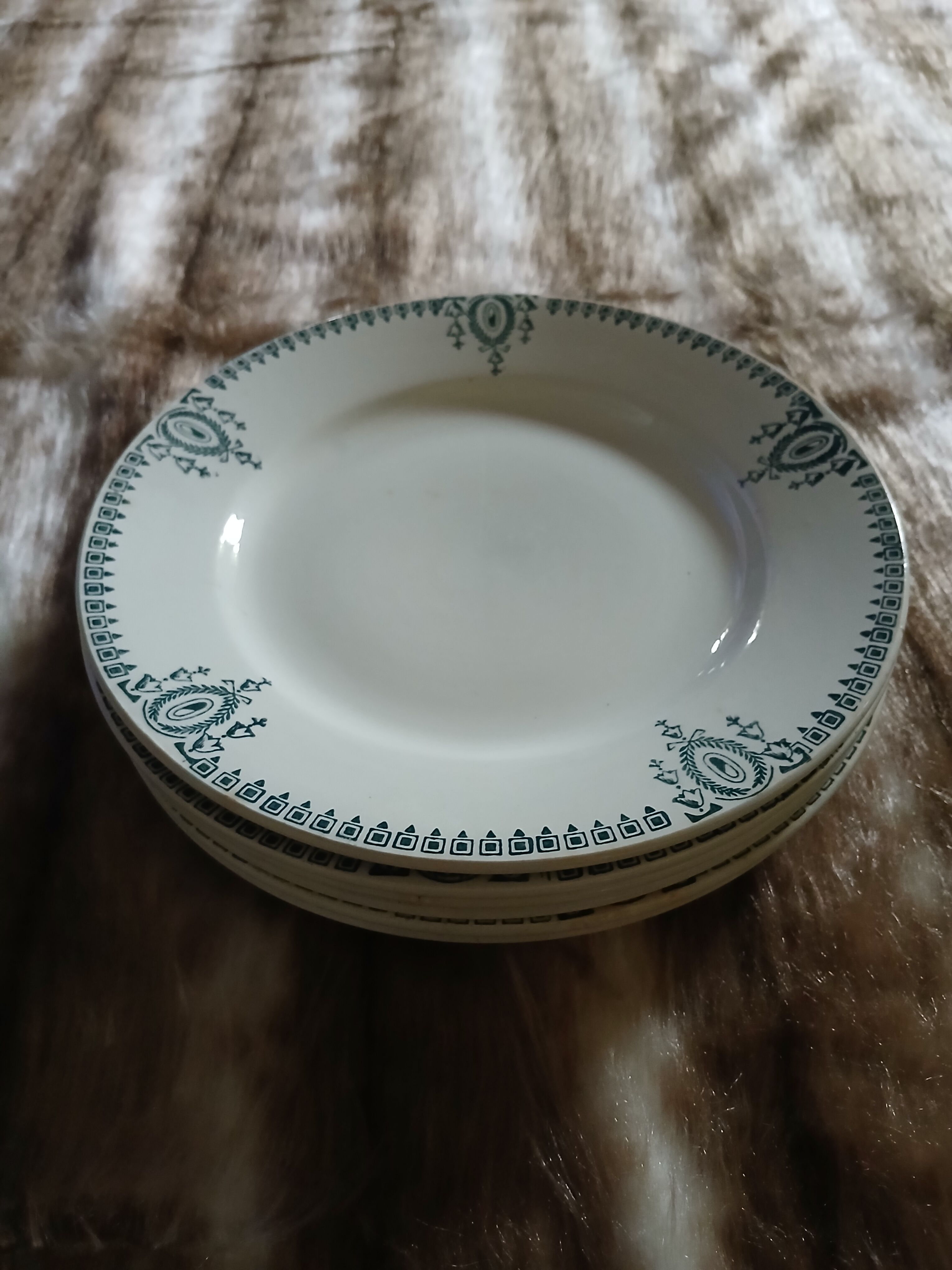 6 antique flat plates in ironstone