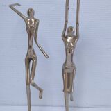 Gilt bronze and sculptural gilt bronze candle holder vintage design