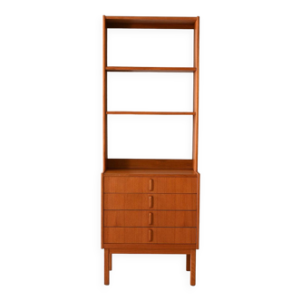 Vintage teak bookcase with drawers