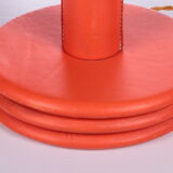 Ensemble de lampes de table rembourrées en cuir orange français années 1960