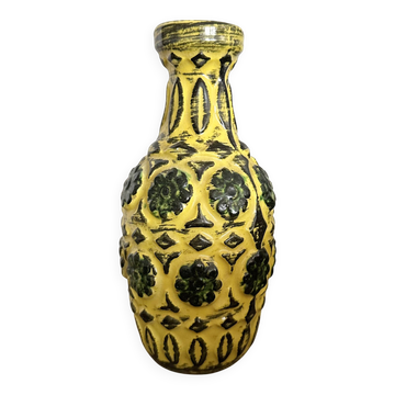 Vintage BAY KERAMIK vase model 76 20 – yellow green – West Germany