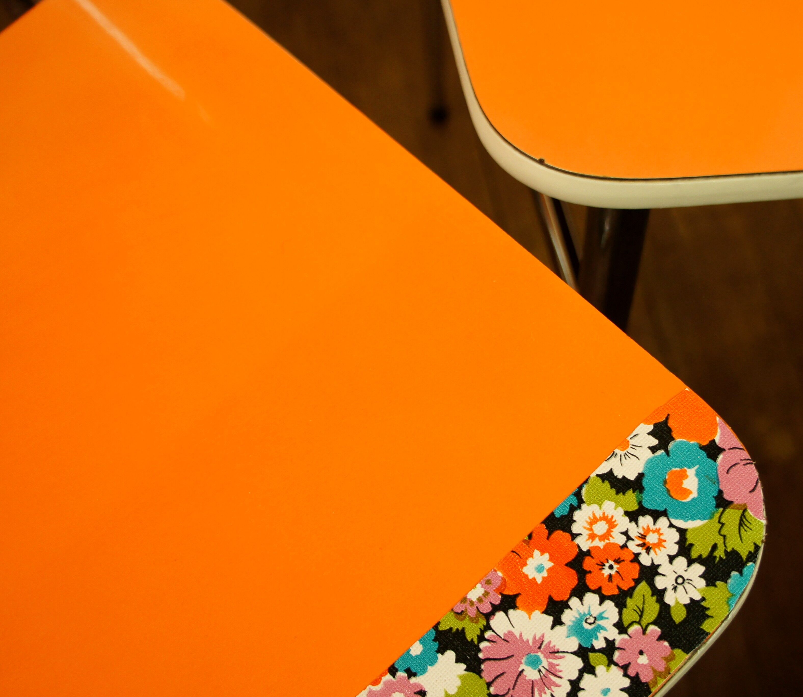 Pair of orange Formica "Tublac" chairs
