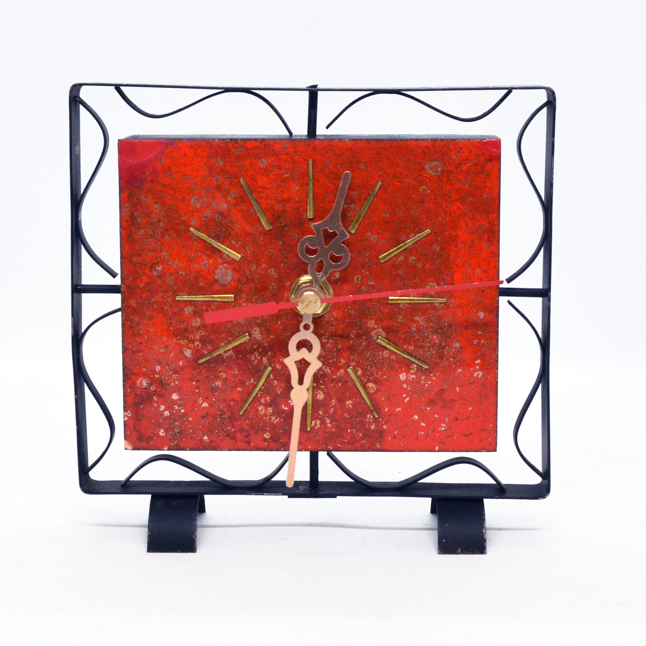 1970s modern electric fireplace clock VEB Elektrobau Greiz, Germany