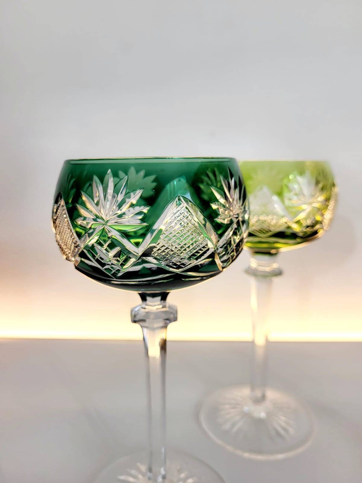 Box of 4 Val Saint Lambert "Berncastel" no. 204 Roemer glass – Belgium 1905