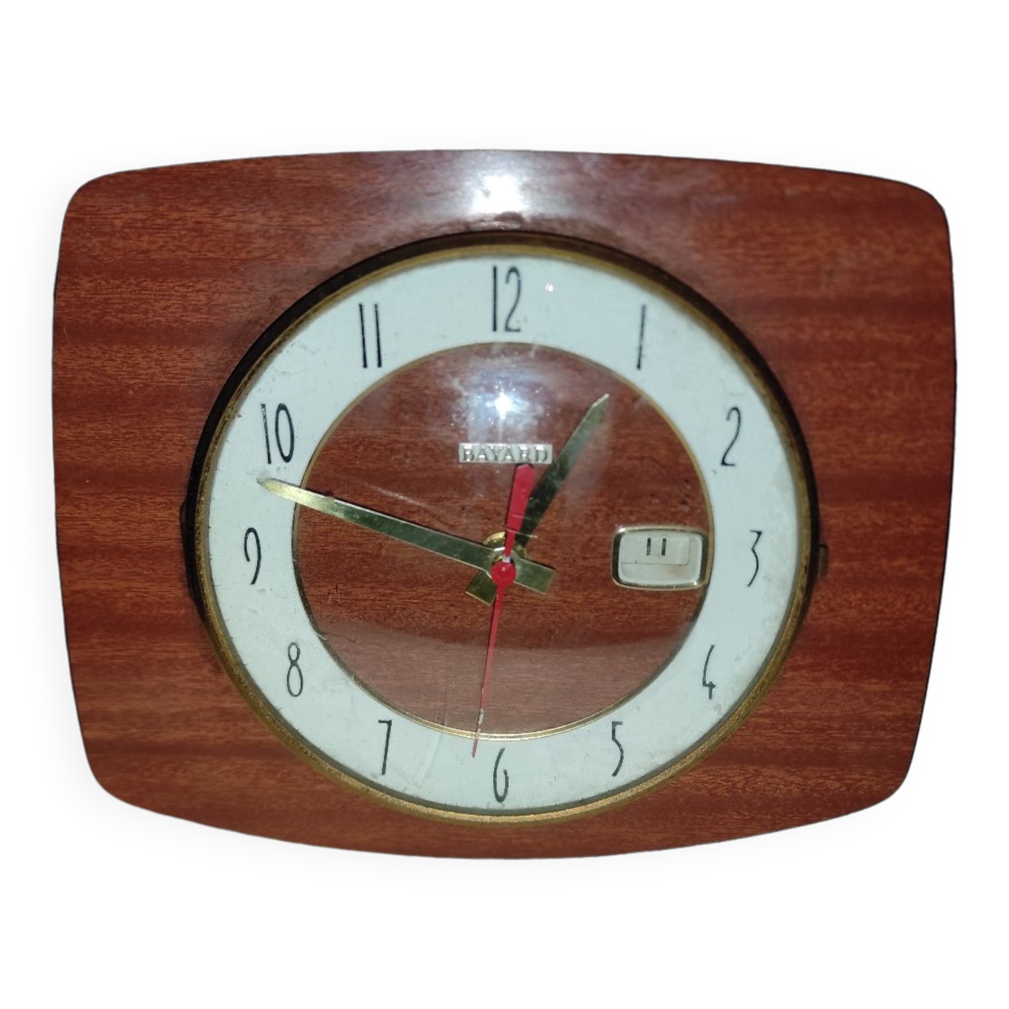 Pendule Bayard Quartz Octogonale En Bois - Pour Pièces/Réparation - Fonction Partielle